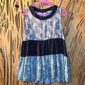 Entro Blue and Black Floral top with boho vibe. Size S